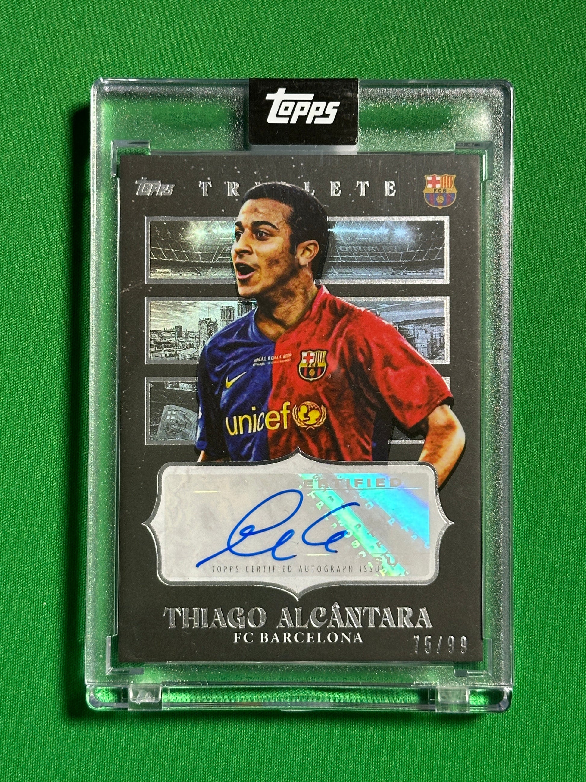 Thiago Alcantara Autograph 75/99 - Topps Barcelona Triplete 2008/09 Front