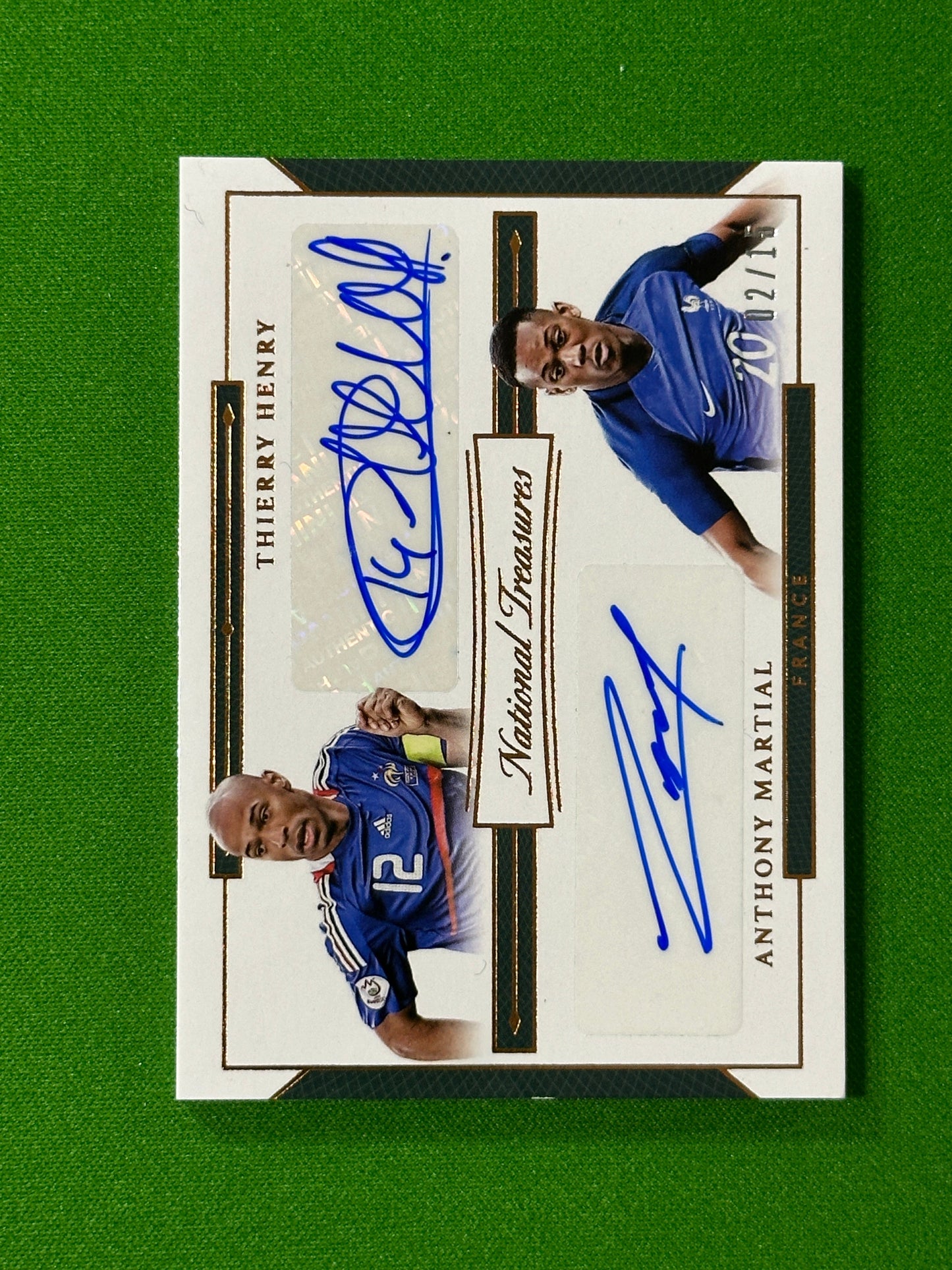 Thierry Henry & Anthony Martial Dual Autograph 02/15 - France - Panini National Treasures 2018 Front