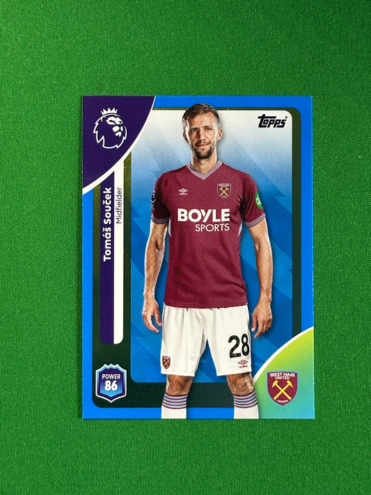 Tomas Soucek Blue Parallel Base - Topps Premier League 2026
