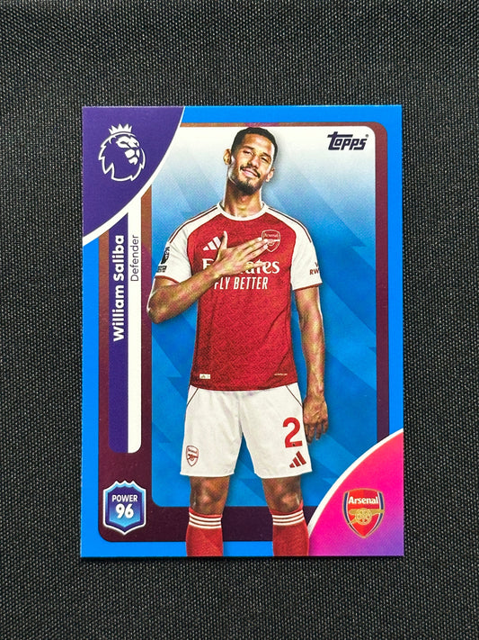 William Saliba Blue Parallel Base - Topps Premier League 2026