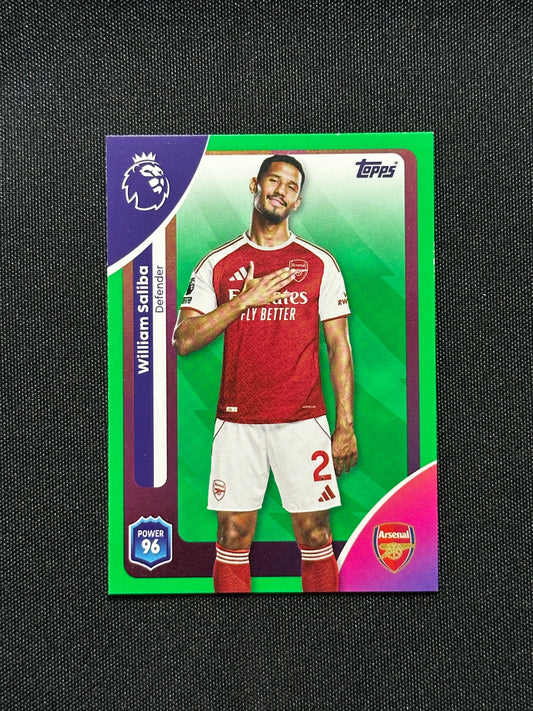 William Saliba Green Parallel Base - Topps Premier League 2026