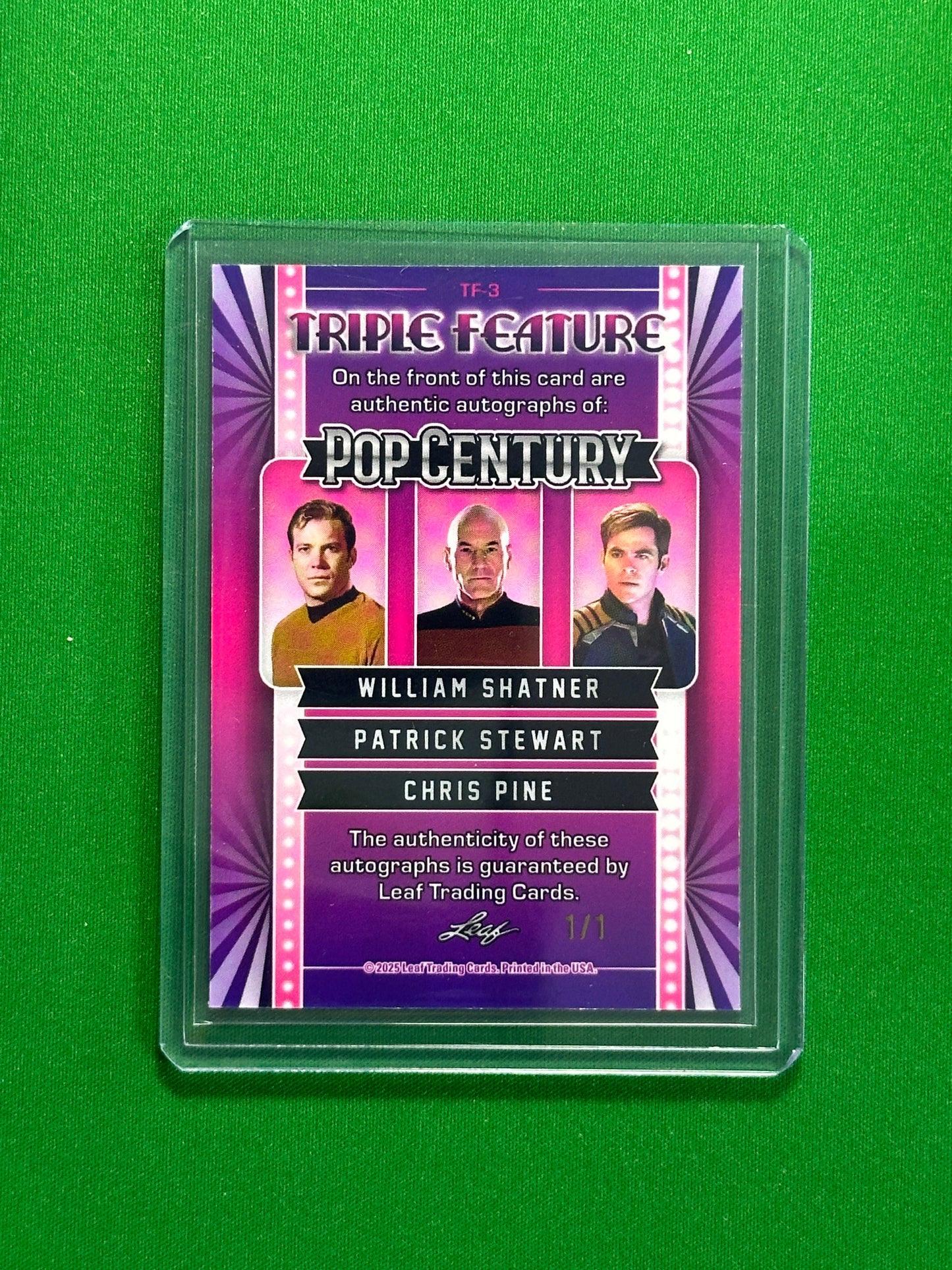 William Shatner & Patrick Stewart & Chris Pine Triple Autograph 1/1 - Leaf Pop Century 2025