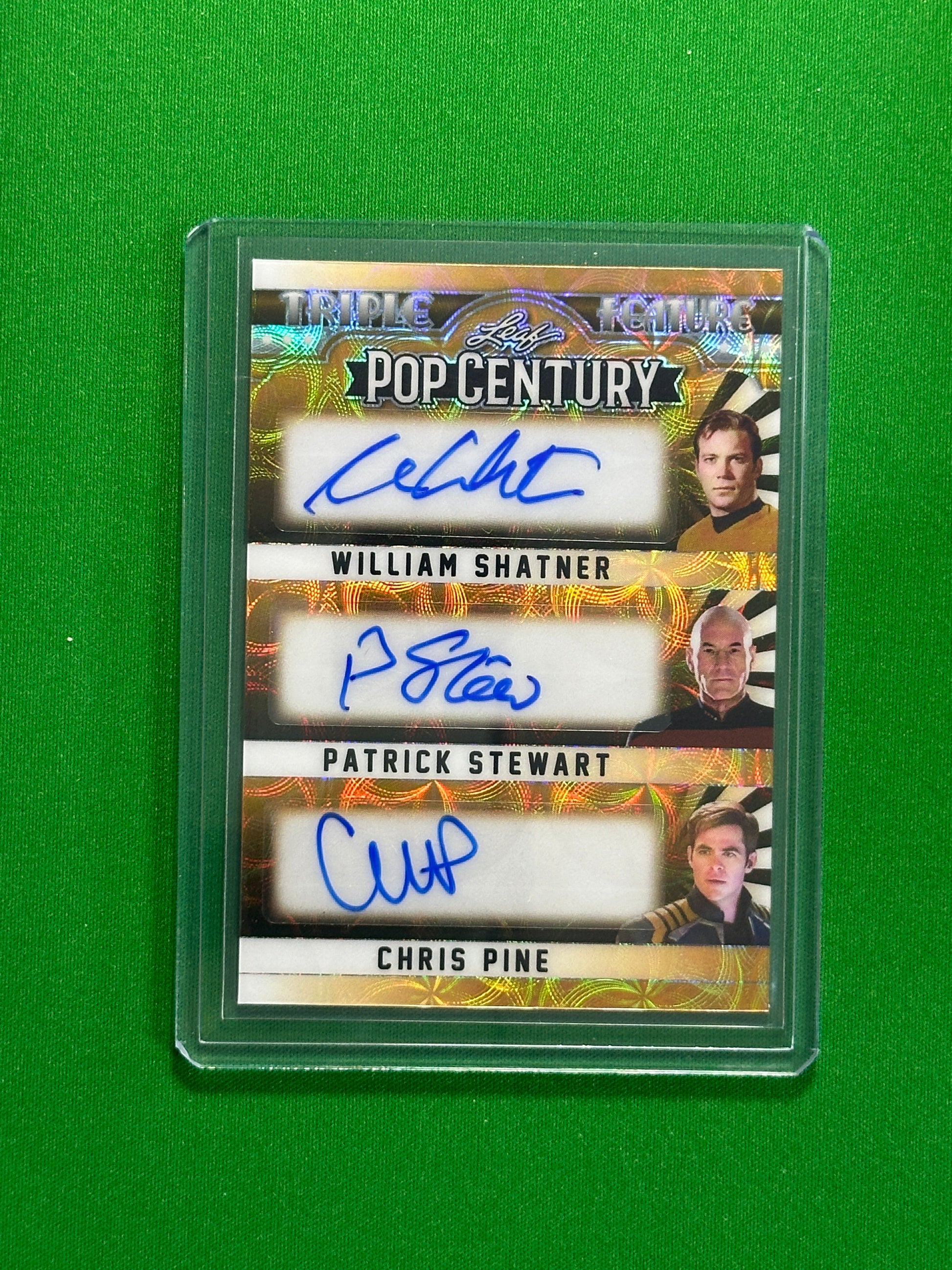 William Shatner & Patrick Stewart & Chris Pine Triple Autograph 1/1 - Leaf Pop Century 2025