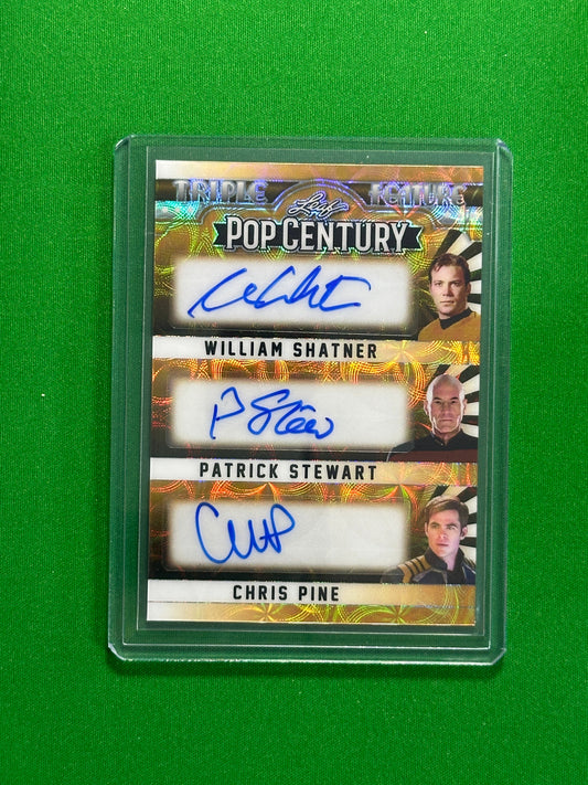 William Shatner & Patrick Stewart & Chris Pine Triple Autograph 1/1 - Leaf Pop Century 2025