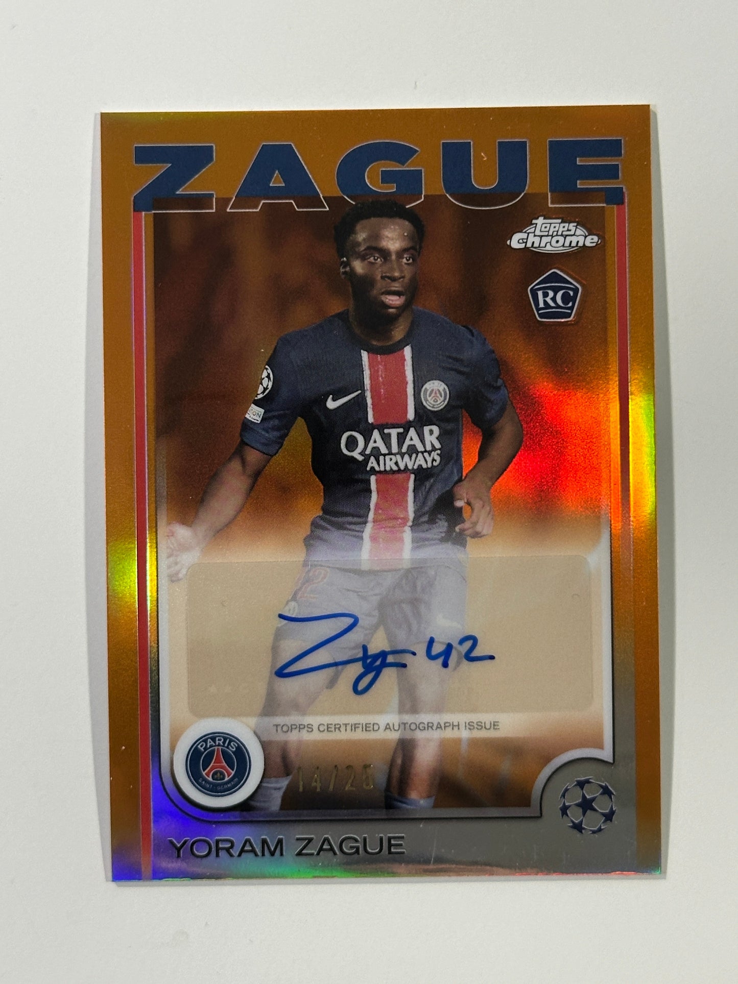Yoram Zague Autograph 14/25 - Topps Chrome 2024/25