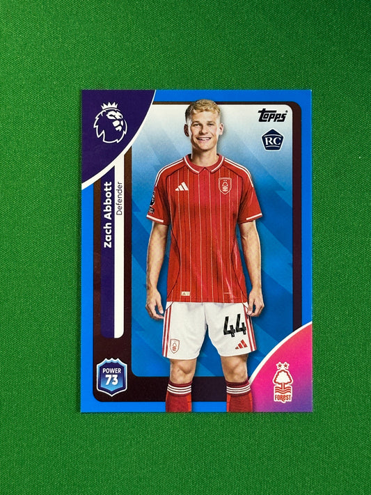 Zach Abbott Blue Parallel Base - Topps Premier League 2026