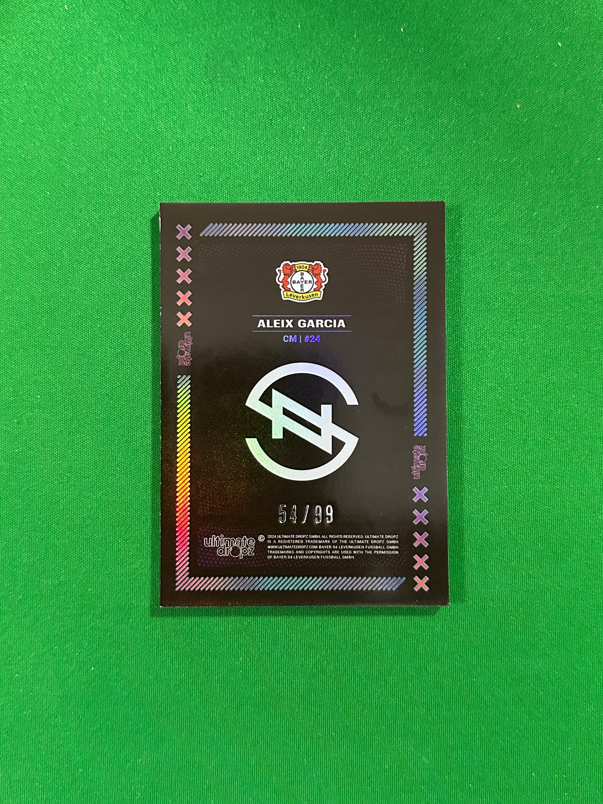 Aleix Garcia Numbered Parallel 54/99 - Ultimate Dropz Bayer 04 Leverkusen Supernova 2024 - back