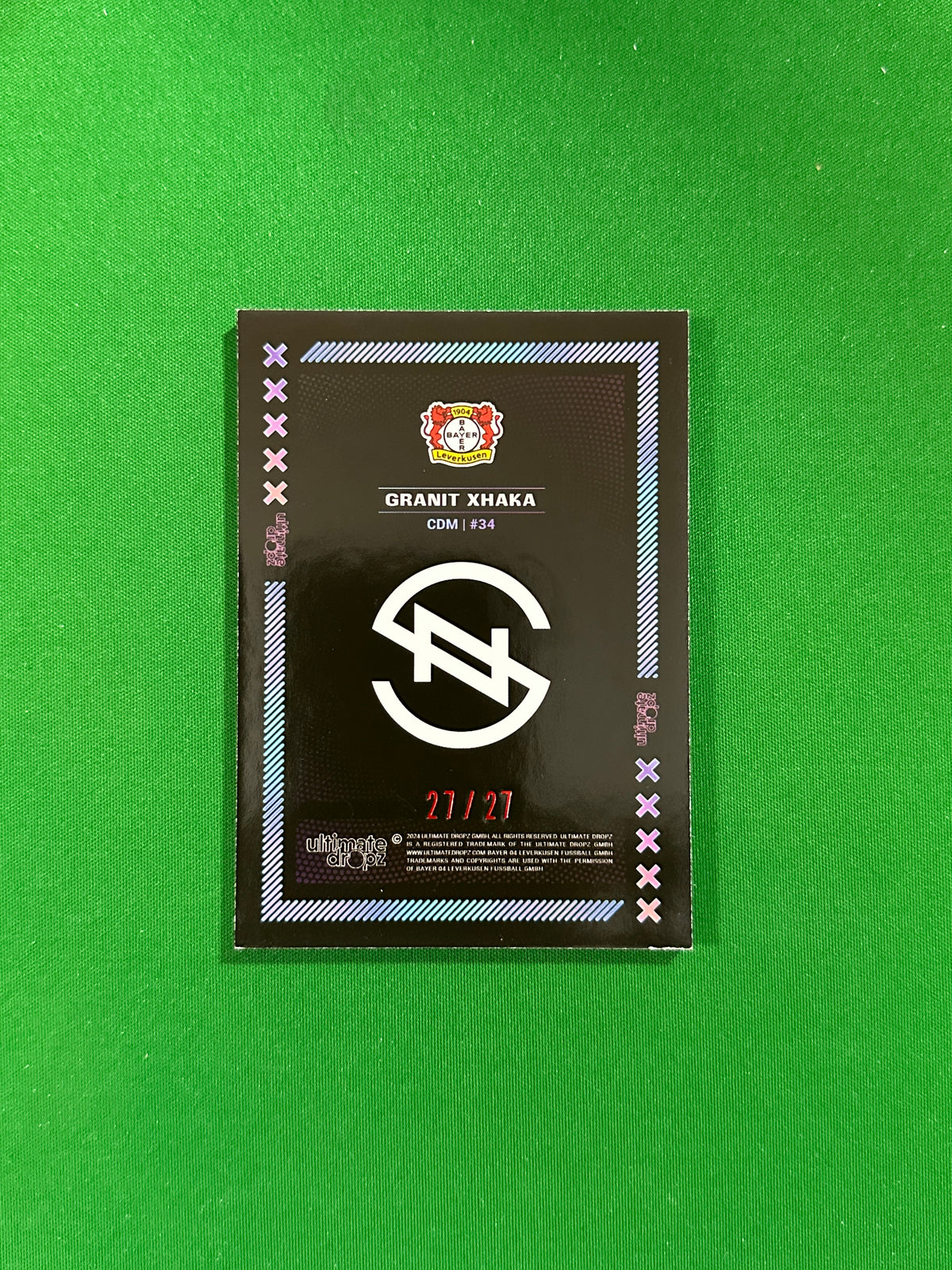 Granit Xhaka Numbered Parallel 27/27 - Ultimate Dropz Bayer 04 Leverkusen Supernova 2024 - back