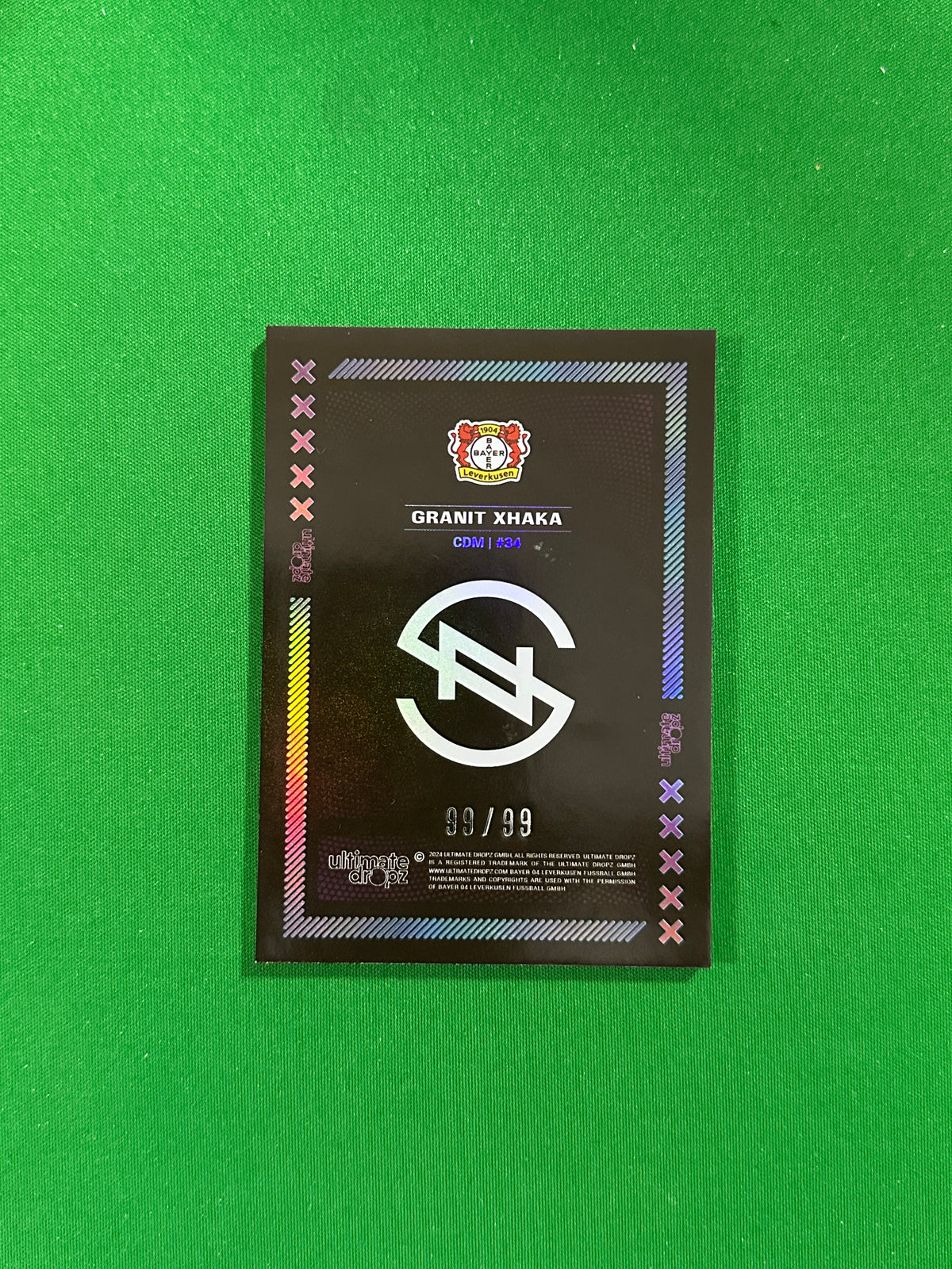 Granit Xhaka Numbered Parallel 99/99 - Ultimate Dropz Bayer 04 Leverkusen Supernova 2024 - back