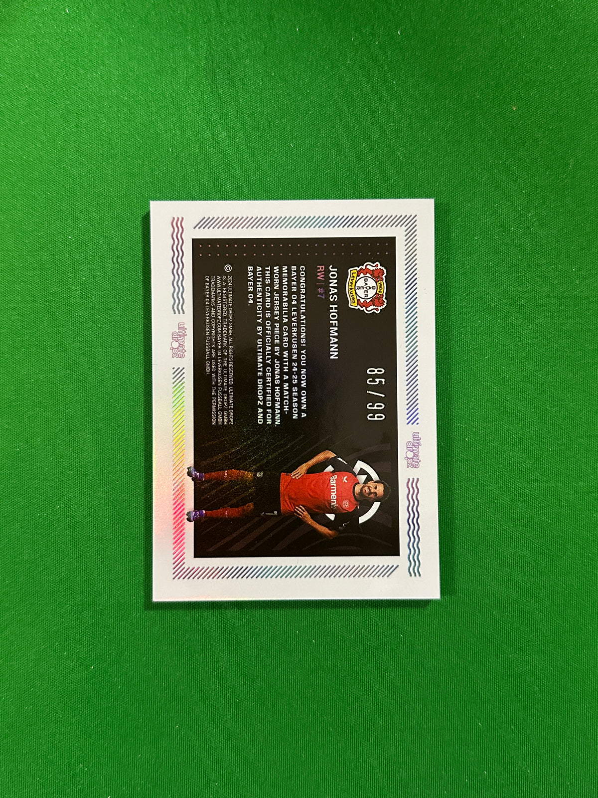 Jonas Hofmann Match-worn Patch 85/99 - Ultimate Dropz Bayer 04 Leverkusen Supernova 2024 - back