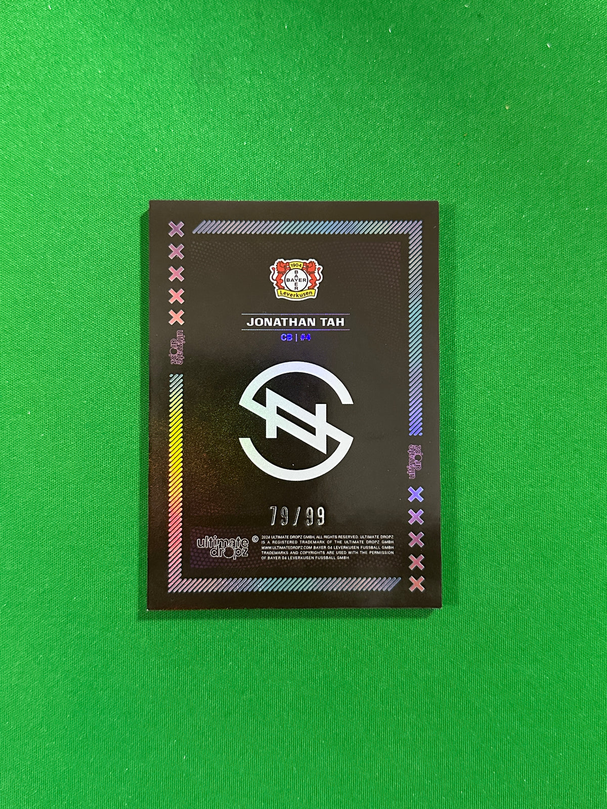Jonathan Tah Numbered Parallel 79/99 - Ultimate Dropz Bayer 04 Leverkusen Supernova 2024 - back