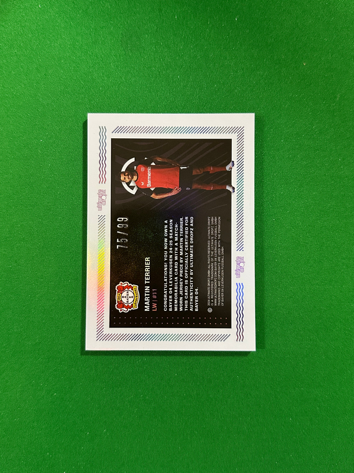Martin Terrier Match-worn Patch 75/99 - Ultimate Dropz Bayer 04 Leverkusen Supernova 2024 - back