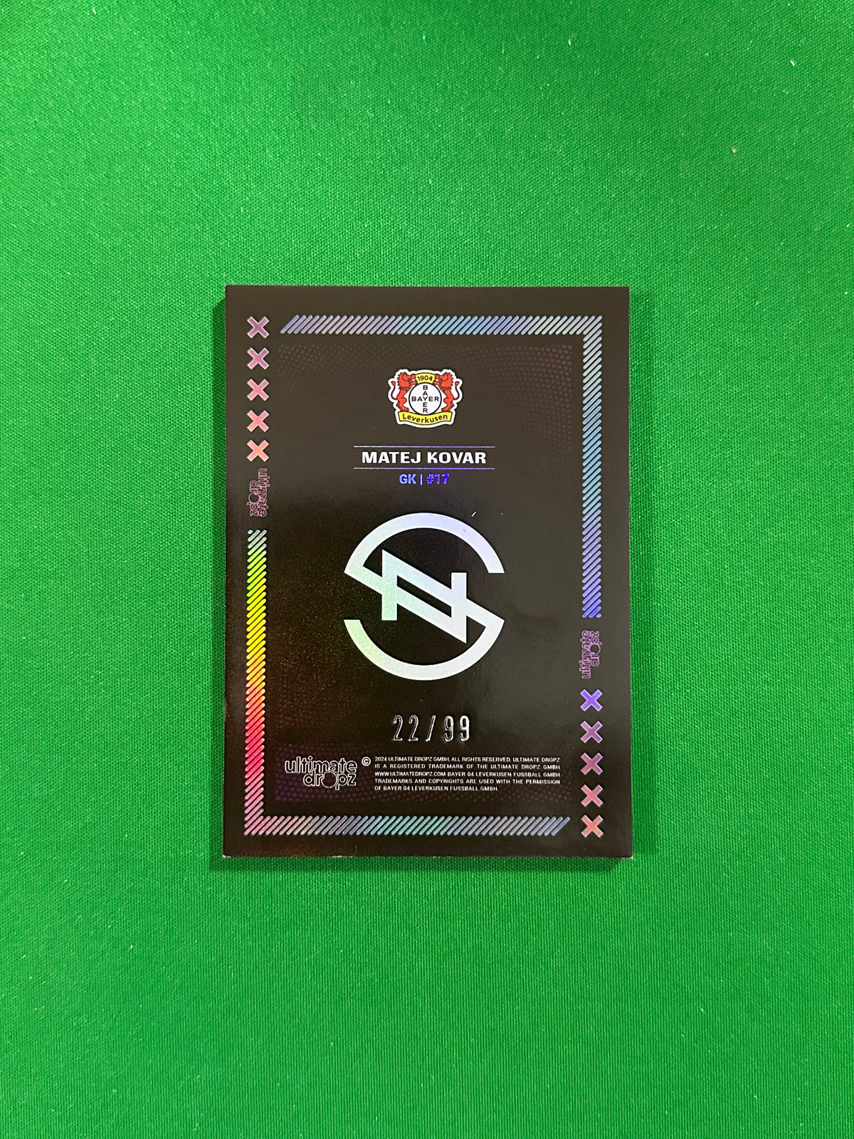 Matej Kovar Numbered Parallel 22/99 - Ultimate Dropz Bayer 04 Leverkusen Supernova 2024 - back