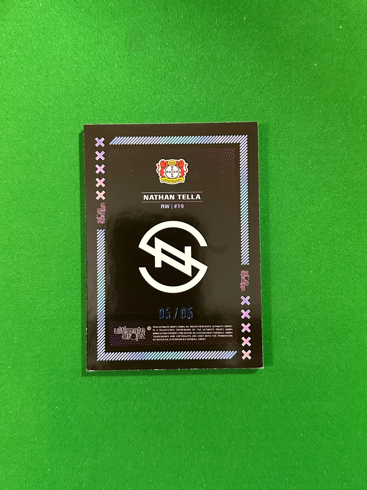 Nathan Tella Numbered Parallel 05/05 - Ultimate Dropz Bayer 04 Leverkusen Supernova 2024 - back