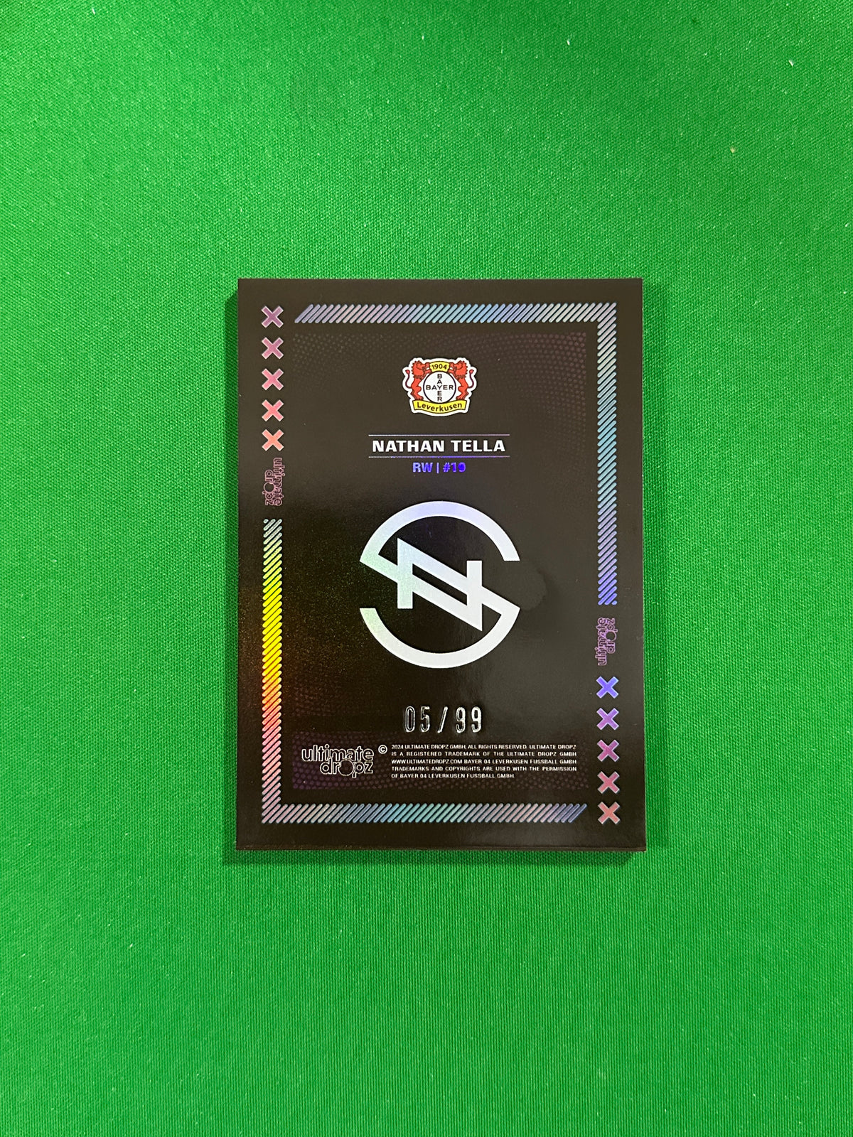 Nathan Tella Numbered Parallel 05/99 - Ultimate Dropz Bayer 04 Leverkusen Supernova 2024 - back