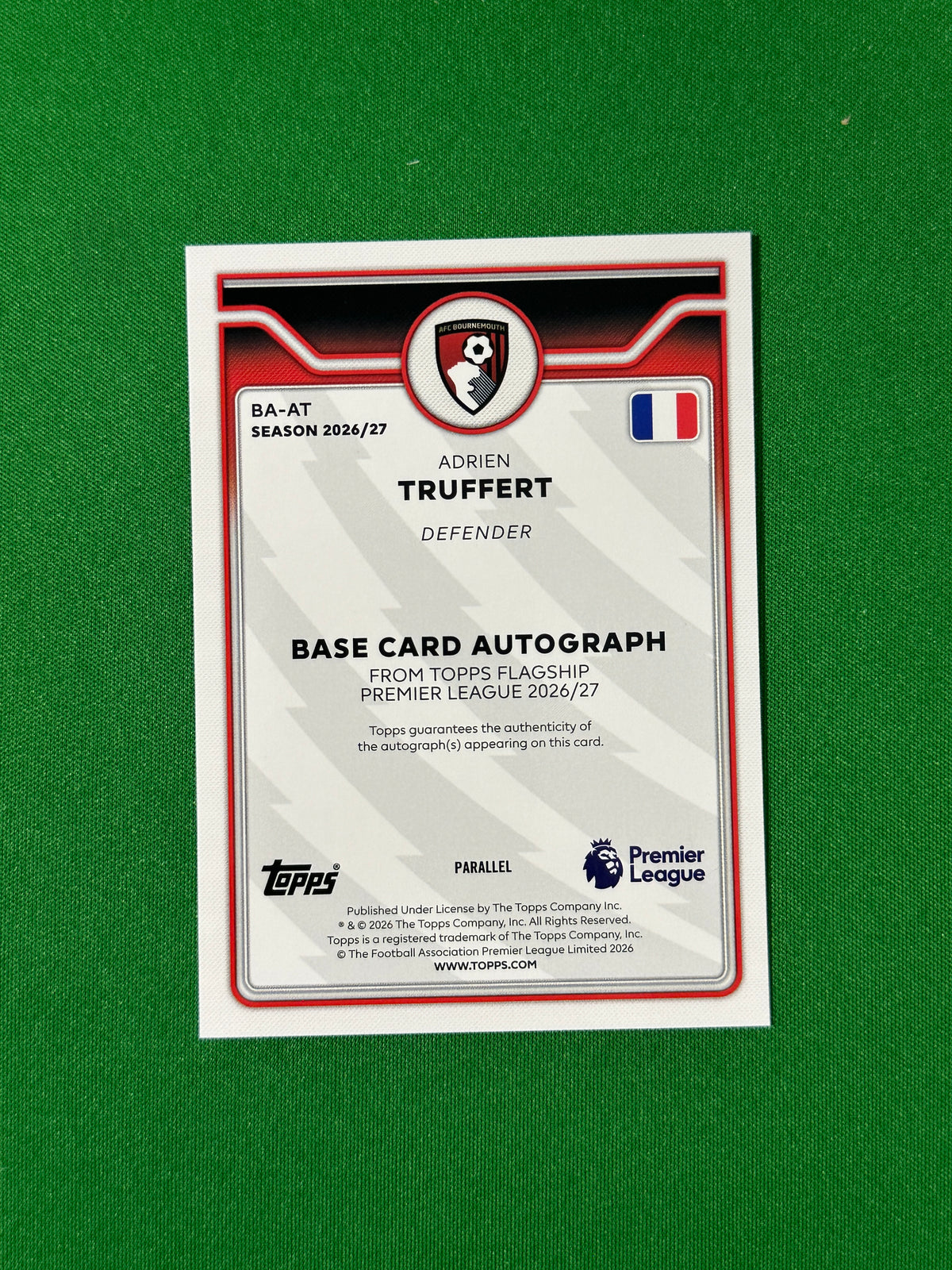 Adrien Truffert Topps Premier League 2026/27 Autograph Gold 19/50 #BA-AT — back