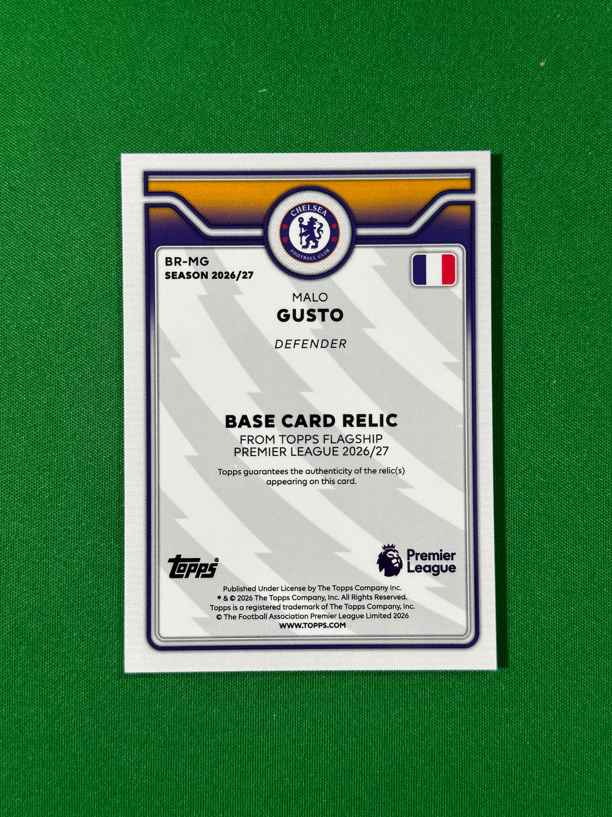 Malo Gusto Topps Premier League 2026/27 Relic #BR-MG — back