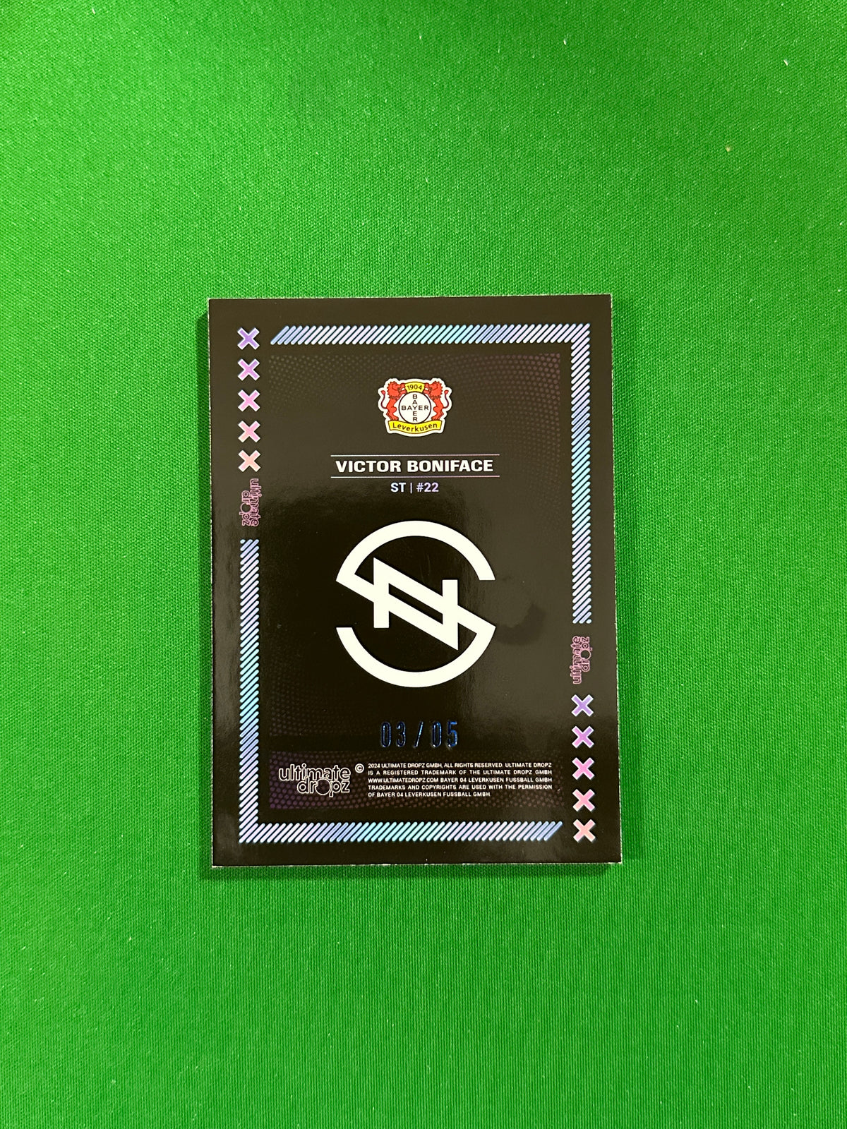 Victor Boniface Numbered Parallel 03/05 - Ultimate Dropz Bayer 04 Leverkusen Supernova 2024 - back