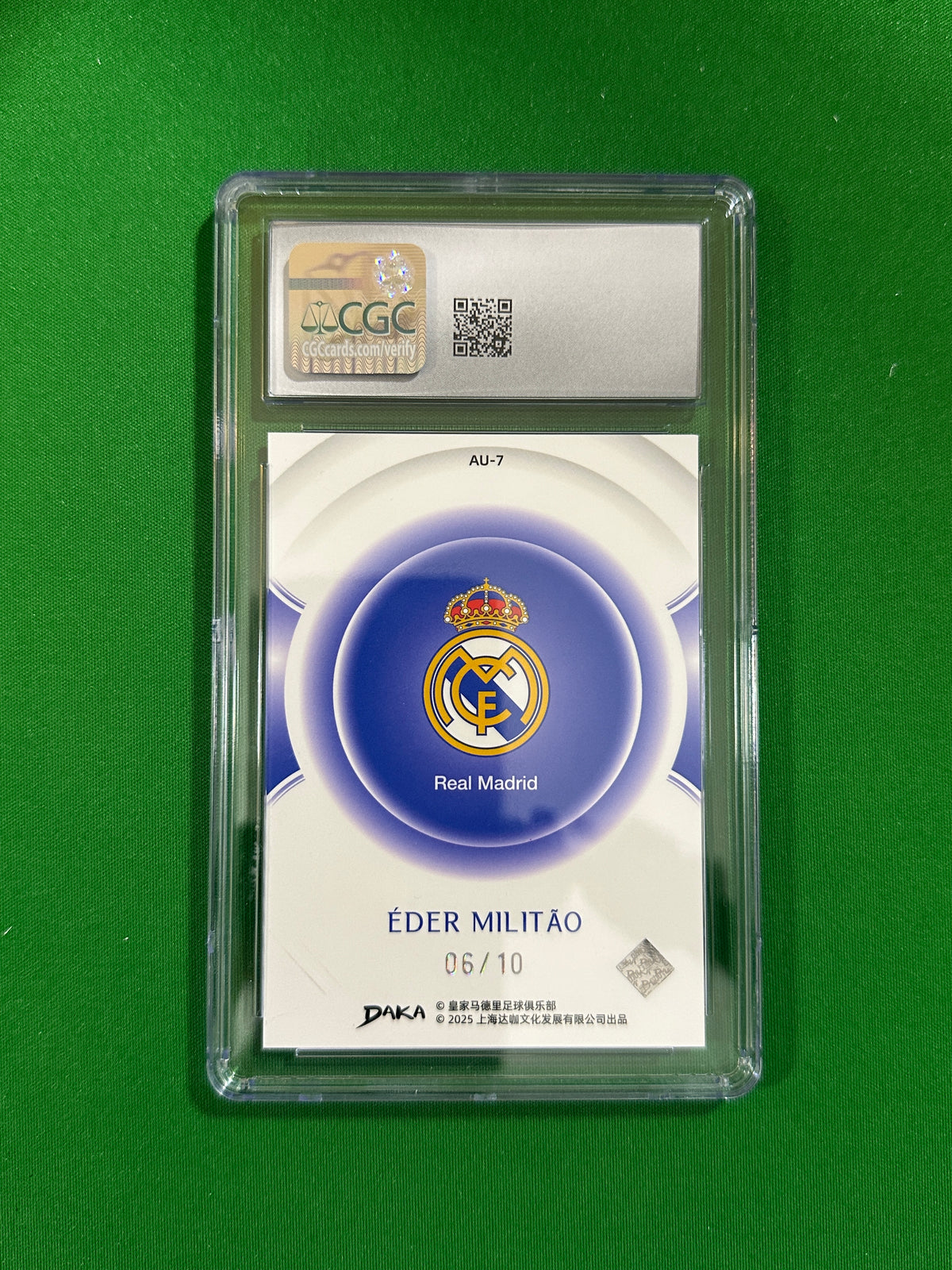 Éder Militão Autograph Purple 06/10 - 2024-25 DAKA Real Madrid (CGC 10 Gem Mint) - back
