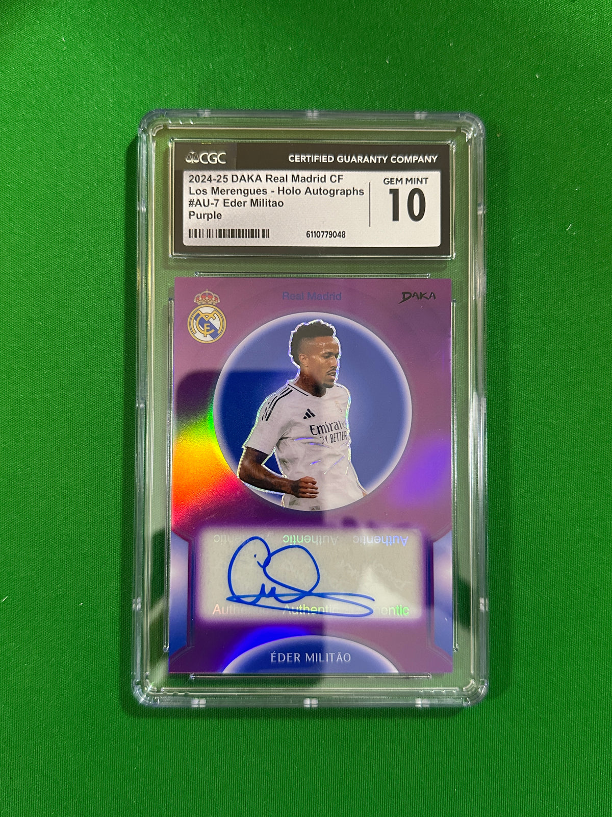 Éder Militão Autograph Purple 06/10 - 2024-25 DAKA Real Madrid (CGC 10 Gem Mint) - front