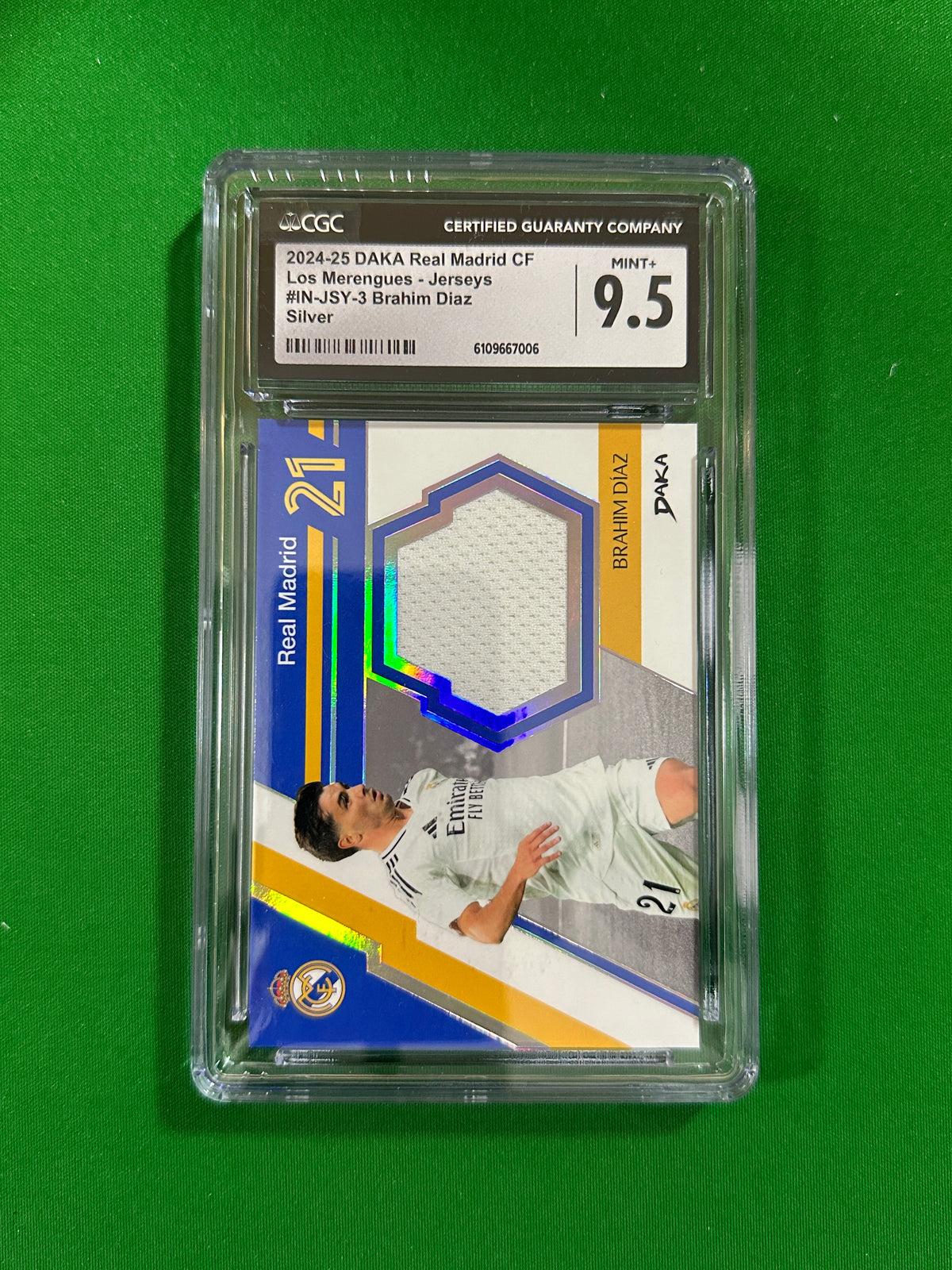 Brahim Díaz Jersey Relic Silver 17/75 - 2024-25 DAKA Real Madrid (CGC 9.5 Mint+) - front