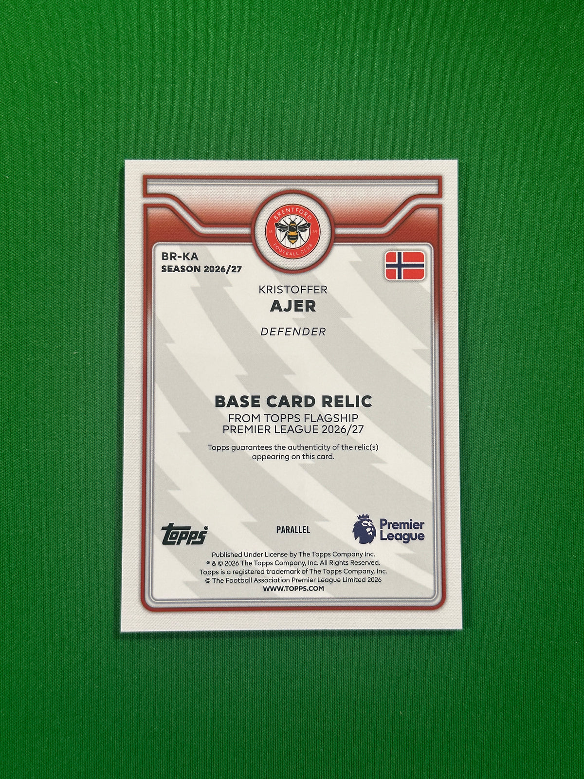 Kristoffer Ajer Relic Black 01/10 — back