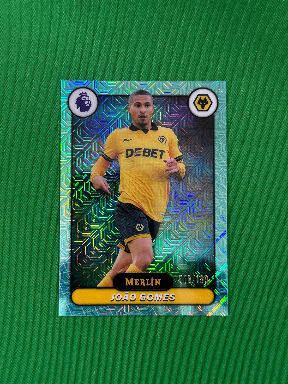 João Gomes Parallel Aqua Mojo 016/199 - 2026 Topps Merlin Premier League - front
