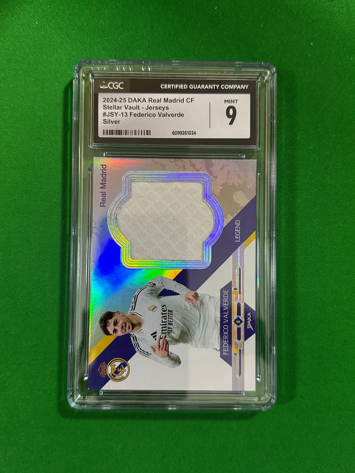 Federico Valverde Jersey Relic Silver 10/15 - 2024-25 DAKA Real Madrid Stellar Vault (CGC 9 Mint) - front