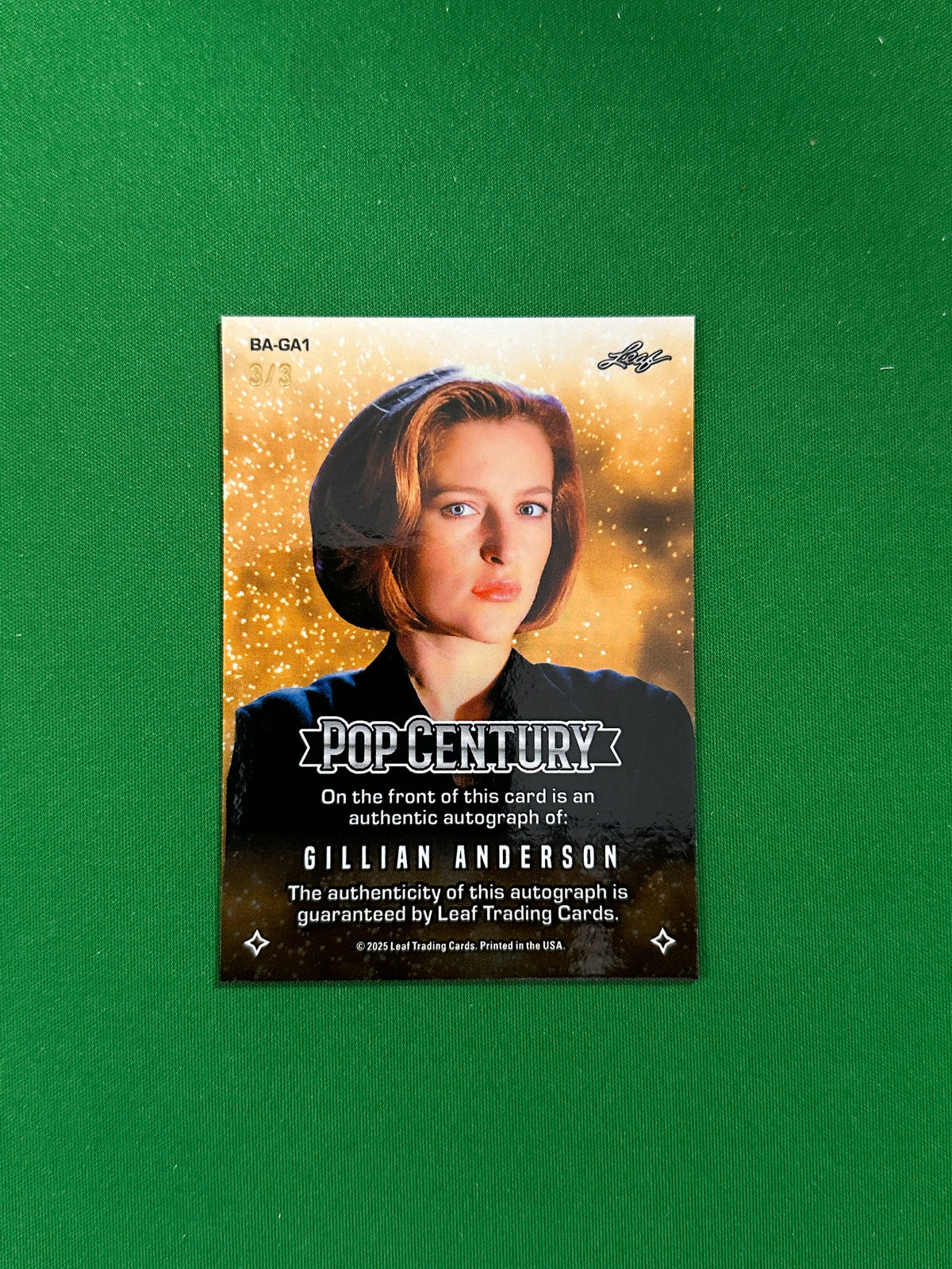 Gillian Anderson Autograph 3/3 - Leaf Pop Century 2025 - back