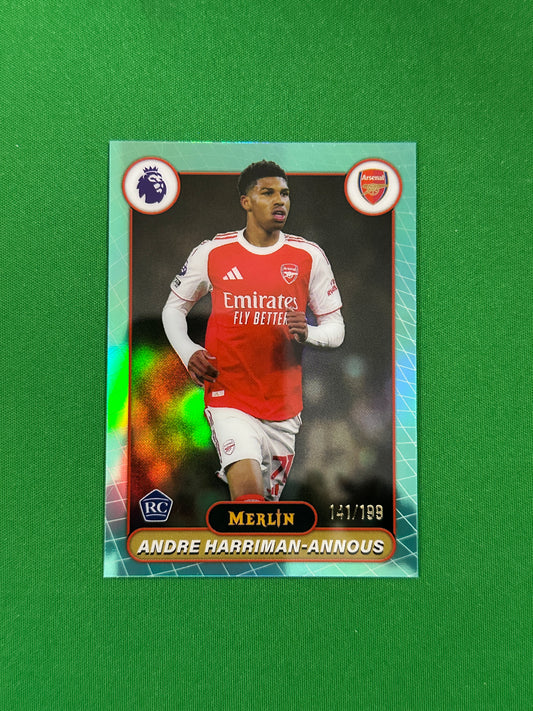 Andre Harriman-Annous Rookie Parallel Aqua Refractor 141/199 - 2026 Topps Merlin Premier League - front