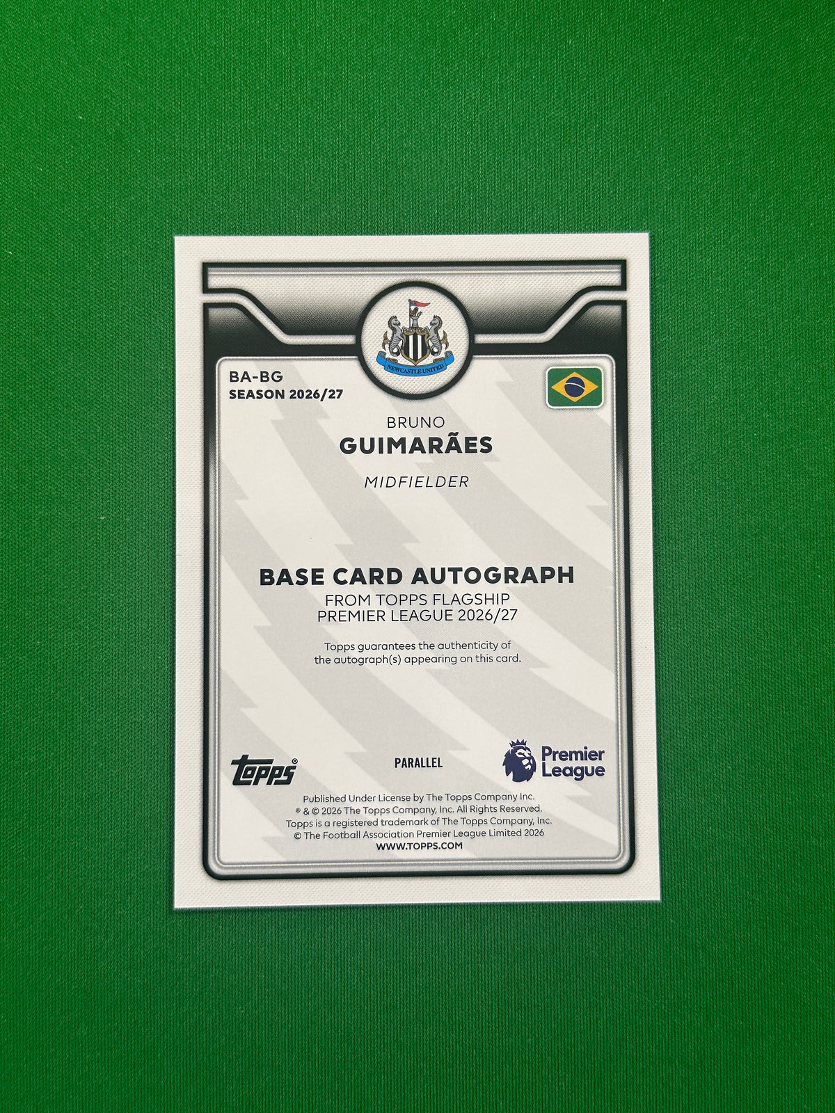 Bruno Guimarães Autograph Black 01/10 — back