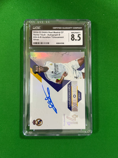 Aurélien Tchouaméni On-Card Autograph Silver 01/15 - 2024-25 DAKA Real Madrid Stellar Vault (CGC 8.5 NM/Mint+) - front