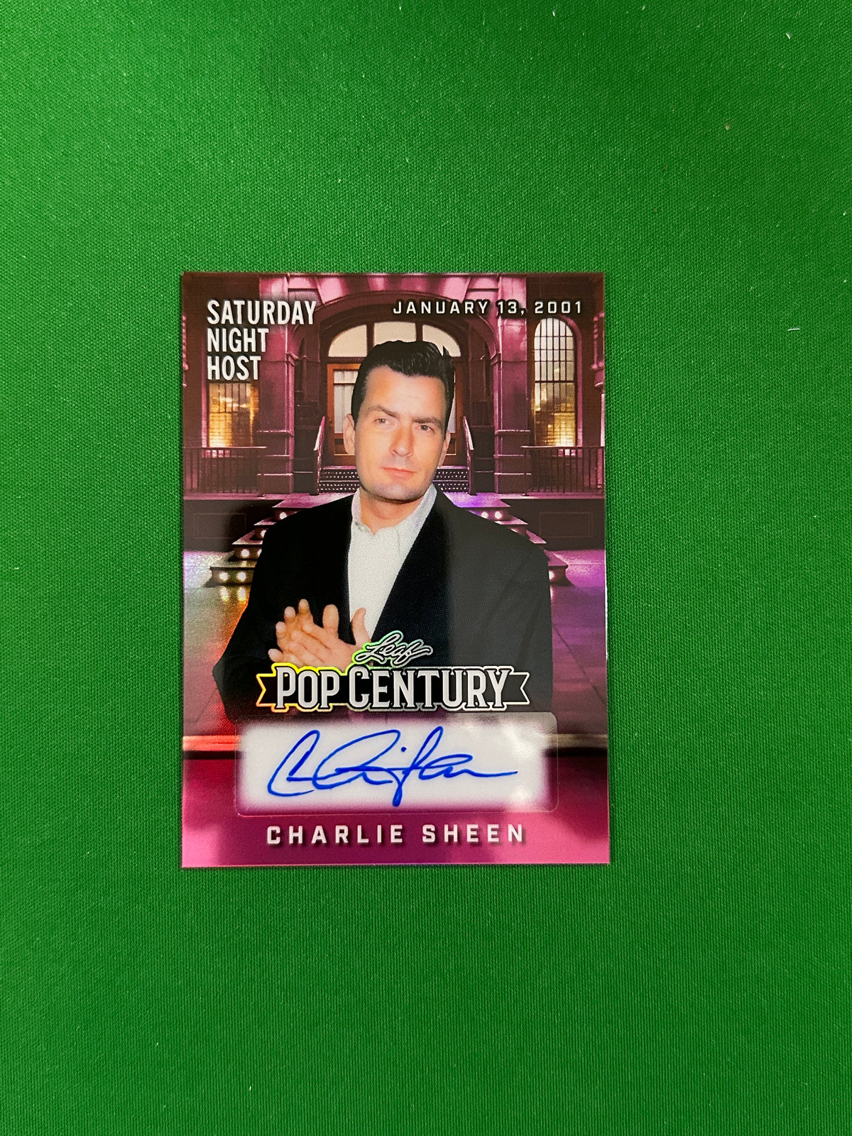 Charlie Sheen Saturday Night Host Autograph 4/8 - Leaf Pop Century 2025 - front