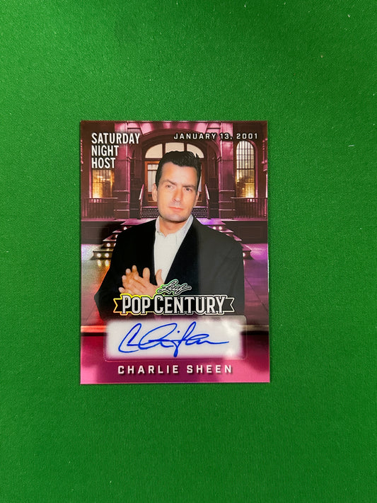 Charlie Sheen Saturday Night Host Autograph 4/8 - Leaf Pop Century 2025 - front