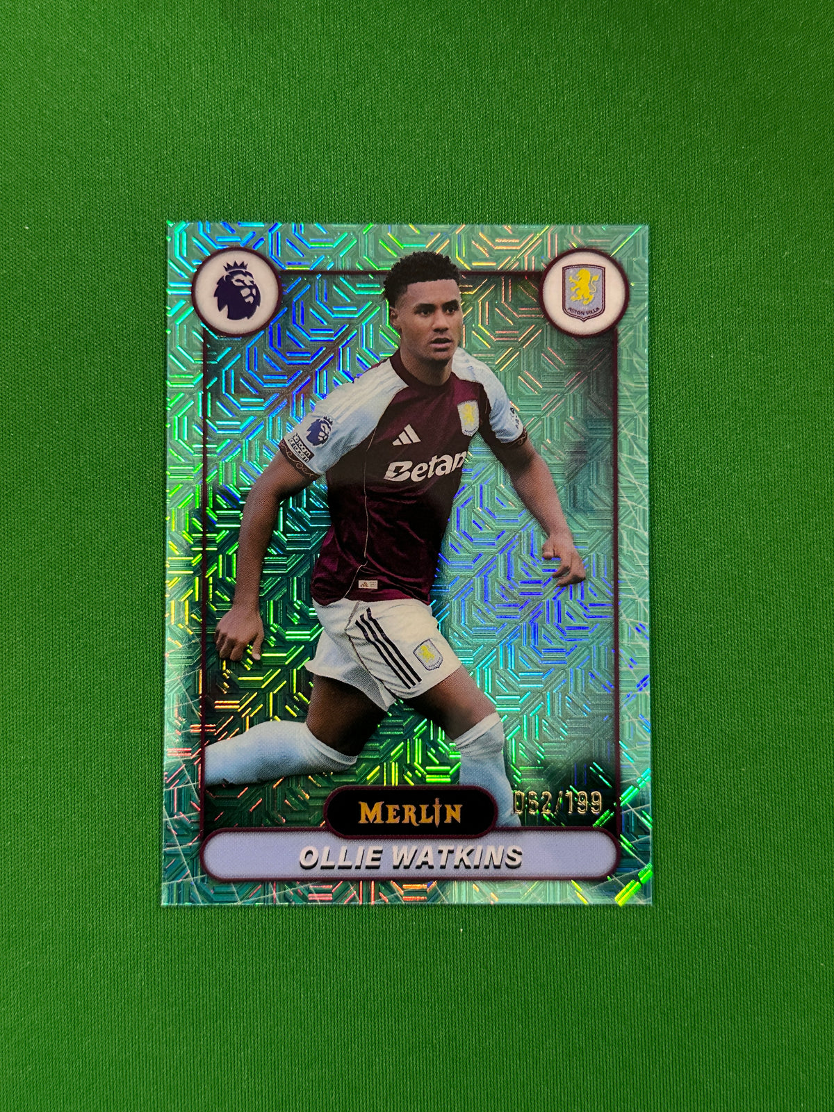 Ollie Watkins Parallel Aqua Mojo 062/199 - 2026 Topps Merlin Premier League - front