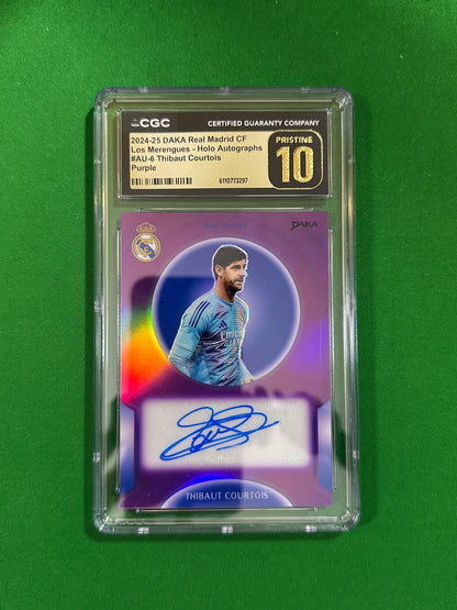 Thibaut Courtois Autograph Purple 01/10 - 2024-25 DAKA Real Madrid (CGC 10 Pristine) - front