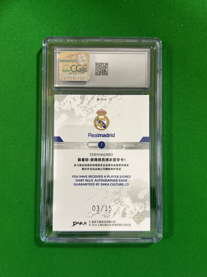 Eden Hazard Jersey Relic On-Card Autograph Silver 03/15 - 2024-25 DAKA Real Madrid Stellar Vault (CGC 9 Mint) - back