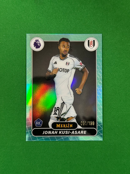 Jonah Kusi-Asare Rookie Parallel Aqua Refractor 061/199 - 2026 Topps Merlin Premier League - front