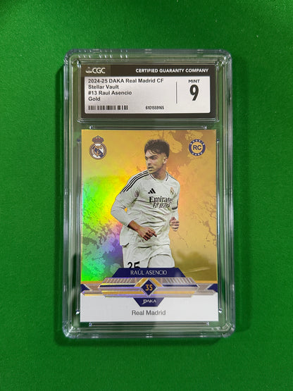 Raúl Asencio Rookie Parallel Gold 05/05 - 2024-25 DAKA Real Madrid Stellar Vault (CGC 9 Mint) - front