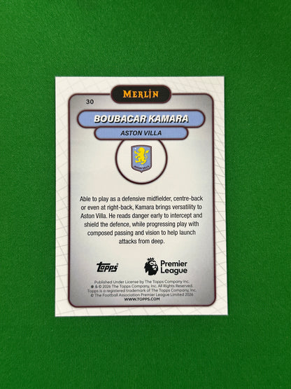 Boubacar Kamara Parallel Vintage Merlin - 2026 Topps Merlin Premier League - back