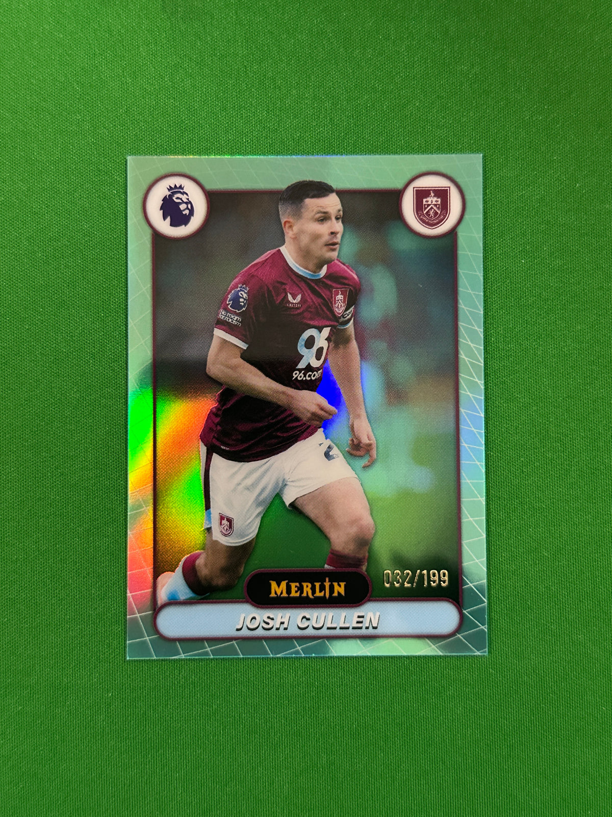 Josh Cullen Parallel Aqua Refractor 032/199 - 2026 Topps Merlin Premier League - front