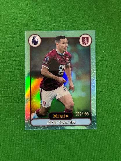 Josh Cullen Parallel Aqua Refractor 032/199 - 2026 Topps Merlin Premier League - front