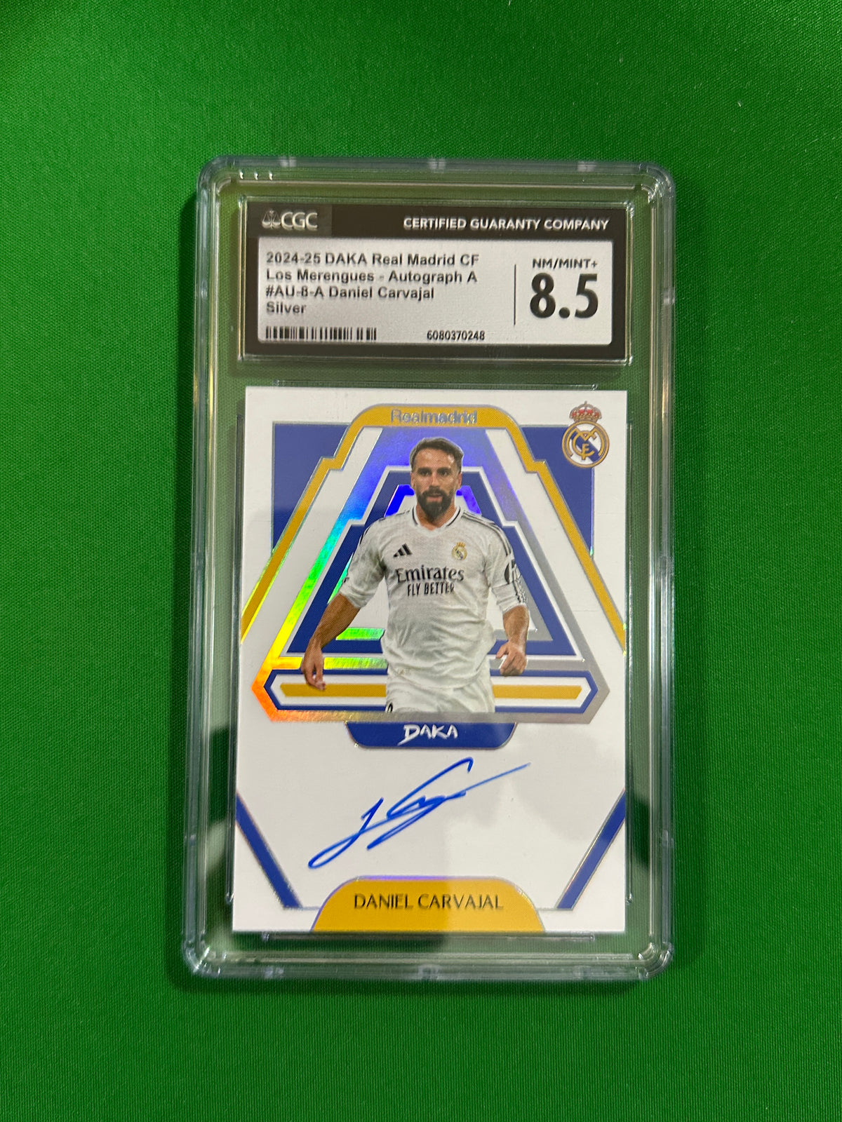 Daniel Carvajal Autograph sa Mismong Card Silver 01/22 - 2024-25 DAKA Real Madrid (CGC 8.5 NM/Mint+) - harap