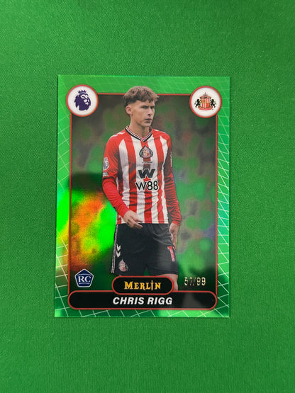 Chris Rigg Rookie Parallel Green Refractor 57/99 - 2026 Topps Merlin Premier League - front