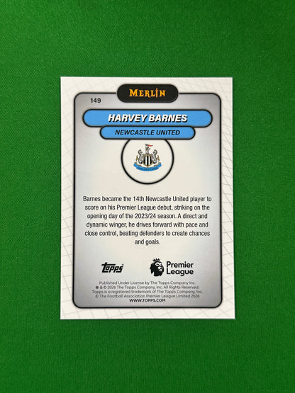 Harvey Barnes Parallel Green Mojo 71/99 - 2026 Topps Merlin Premier League - back