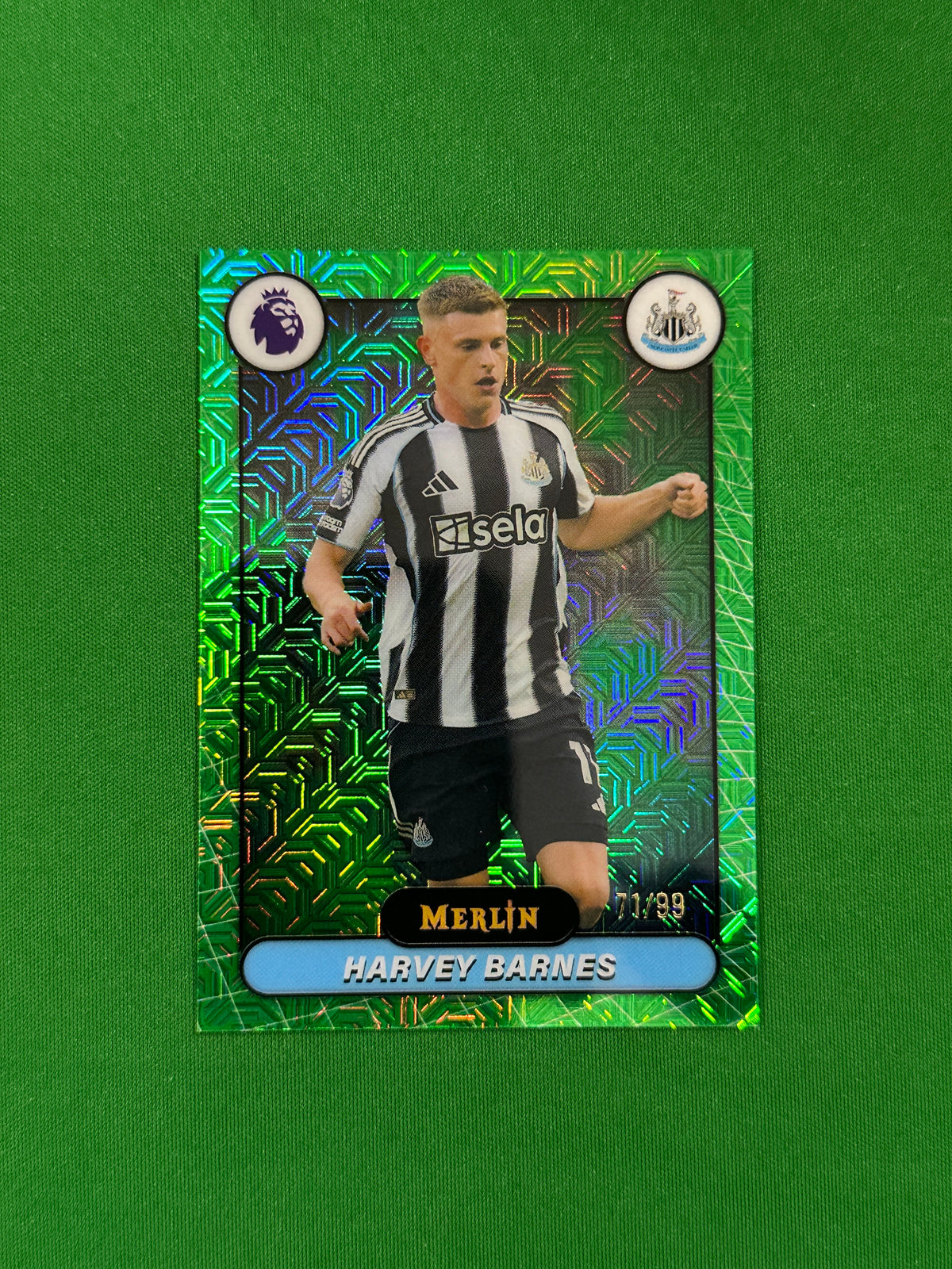 Harvey Barnes Parallel Green Mojo 71/99 - 2026 Topps Merlin Premier League - front