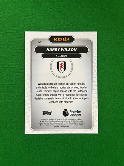 Harry Wilson Parallel Gold Mojo 06/50 - 2026 Topps Merlin Premier League - back
