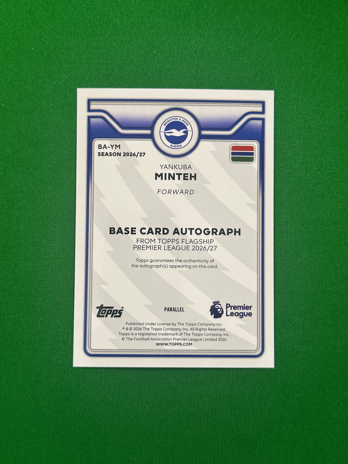 Yankuba Minteh Autograph Purple 044/199 — back
