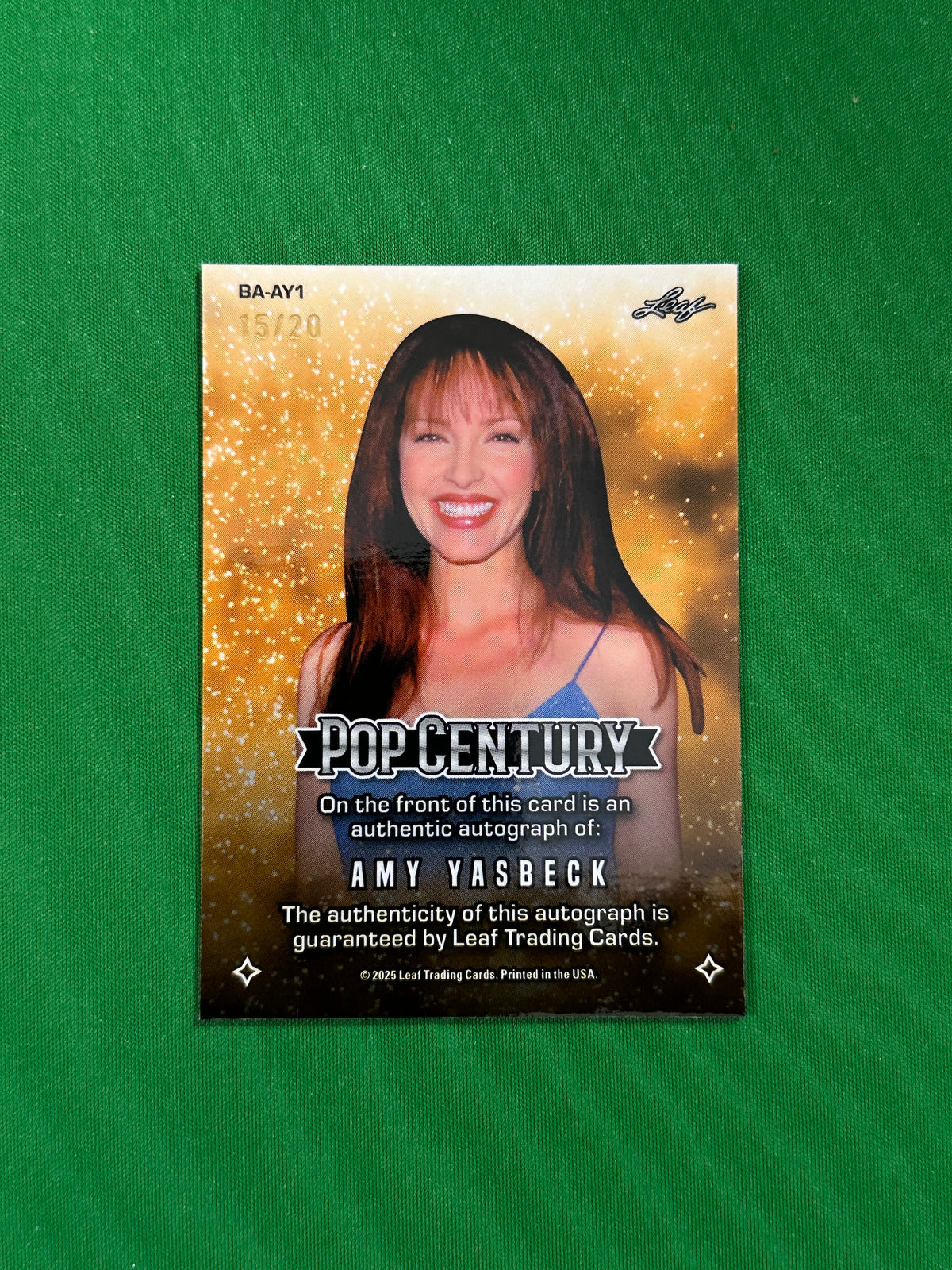 Amy Yasbeck Autograph 5/20 - Leaf Pop Century 2025 - back
