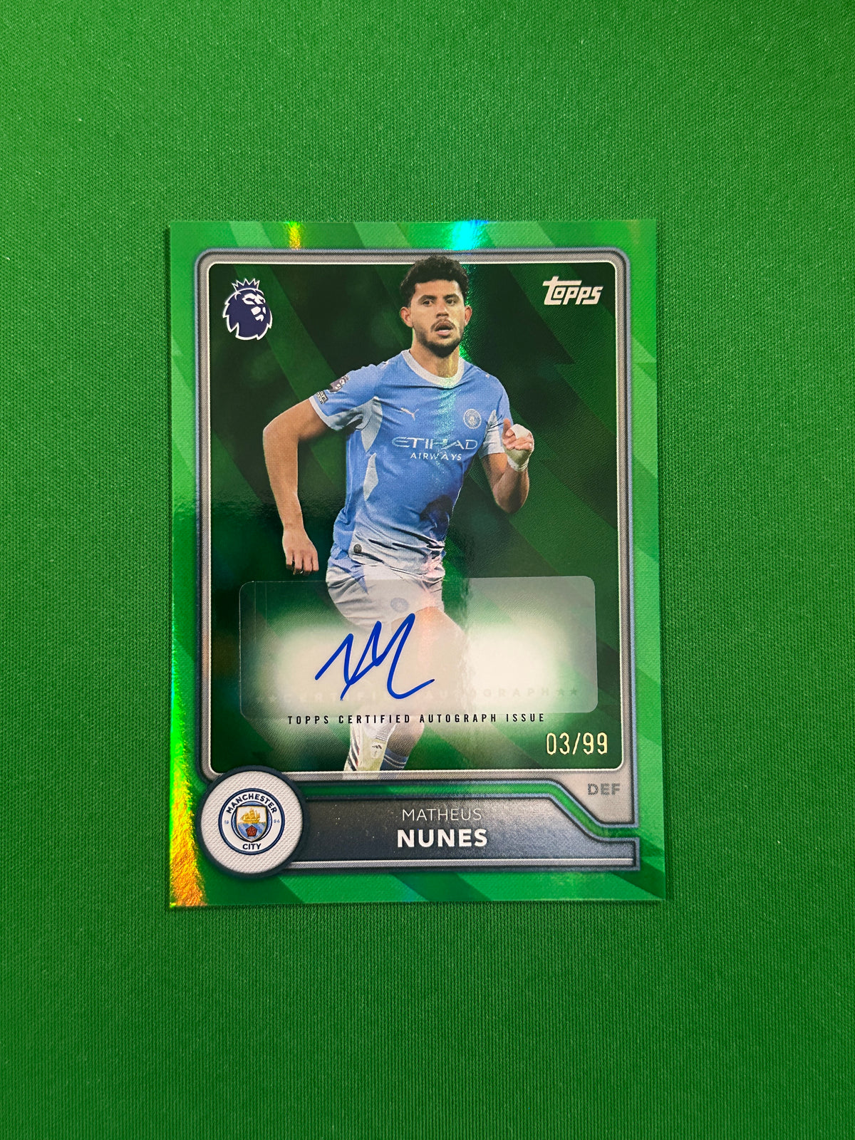 Matheus Nunes Autograph Green 03/99 — front